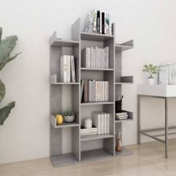 Berkfield Home Full Book Cabinet Concrete Grey 86x25.5x140 cm Engineered Wood - thumbnail 2