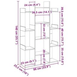 Berkfield Home Full Book Cabinet Concrete Grey 86x25.5x140 cm Engineered Wood - thumbnail 7