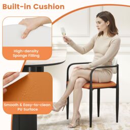Gymax Set of 2 Faux Leather Dining Chair Modern Upholstered Kitchen Chairs in Orange - Size: 2 Pack - thumbnail 4