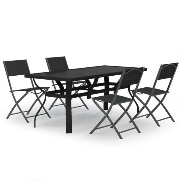 Berkfield Home 5 Piece Garden Dining Set Grey & Black - image 1