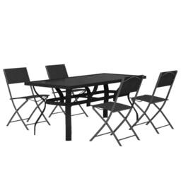 Berkfield Home 5 Piece Garden Dining Set Grey & Black - thumbnail 3