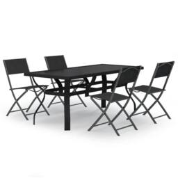 Berkfield Home 5 Piece Garden Dining Set Grey & Black - thumbnail 1