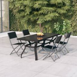 Berkfield Home 5 Piece Garden Dining Set Grey & Black - thumbnail 2
