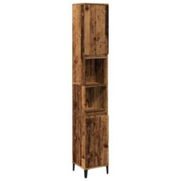 Berkfield Home Bathroom Cabinet Old Wood 30x30x190 cm Engineered Wood in Brown - Size: 30 x 30 x 190 cm