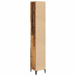 Berkfield Home Bathroom Cabinet Old Wood 30x30x190 cm Engineered Wood in Brown - Size: 30 x 30 x 190 cm - thumbnail 7