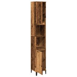Berkfield Home Bathroom Cabinet Old Wood 30x30x190 cm Engineered Wood in Brown - Size: 30 x 30 x 190 cm - thumbnail 4