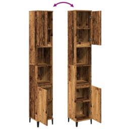 Berkfield Home Bathroom Cabinet Old Wood 30x30x190 cm Engineered Wood in Brown - Size: 30 x 30 x 190 cm - thumbnail 8