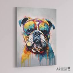 "Artery8 English Bulldog Dog With Sunglasses Canvas Wall Art Print - Size: W18"" x H24""" - thumbnail 2