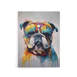 "Artery8 English Bulldog Dog With Sunglasses Canvas Wall Art Print - Size: W18"" x H24""" - thumbnail 1