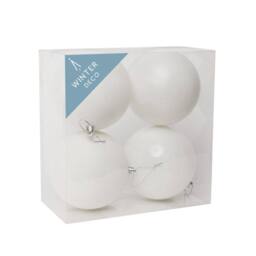 KDMD White Shatterproof Baubles 12cm 4 Pack - thumbnail 1