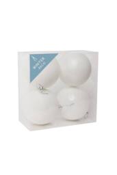 KDMD White Shatterproof Baubles 12cm 4 Pack - thumbnail 2