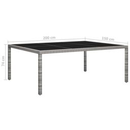 Berkfield Home Outdoor Dining Table Grey 200x150x74 cm Poly Rattan - Size: 200 x 150 x 74 cm - thumbnail 5