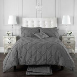 Smart Living Polycotton Pintuck Duvet Cover With Pillowcases in Charcoal - Size: Single - thumbnail 2