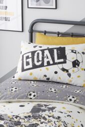 Bedlam 'Goal' Reversible Duvet Cover Set in Gold - Size: Double - thumbnail 2