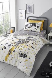 Bedlam 'Goal' Reversible Duvet Cover Set in Gold - Size: Double - thumbnail 1