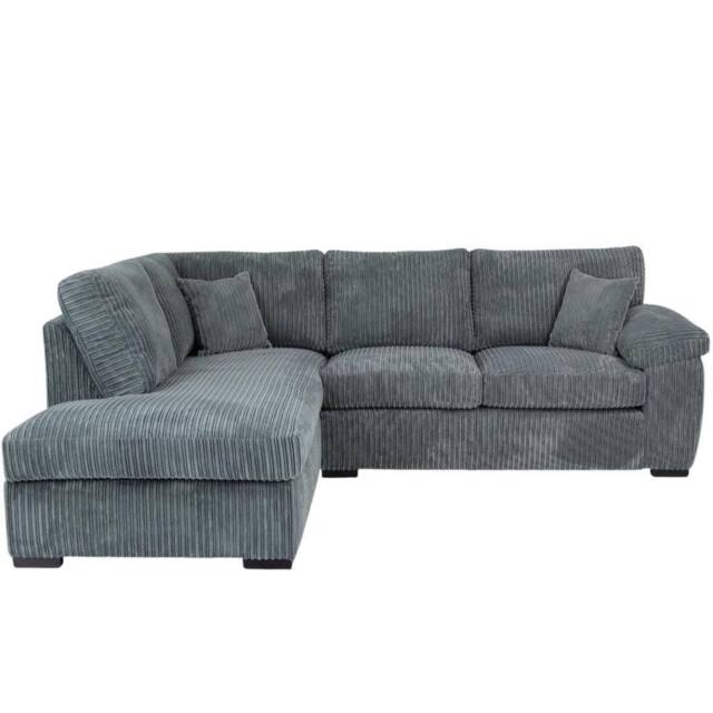 Bliss Furniture Jumbo Cord L Shape 4 Seater Left Hand Corner Sofa in Grey Colour - Size: 4 Person - image 1