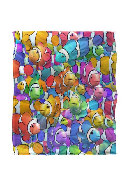 JQ Licensing Royce Mcclure Clown Fish Clown School Pattern Silky Touch Super Soft Throw Blanket 152 X 127 cm in White - image 1