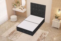 "Somnior Austin Divan Bed Base & 54"" Floor Standing Headboard Tweed Fabric in Charcoal - Size: Double" - thumbnail 3