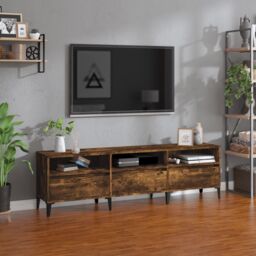 Berkfield Home TV Cabinet Smoked Oak 150x30x44.5 cm Engineered Wood in Brown - thumbnail 1
