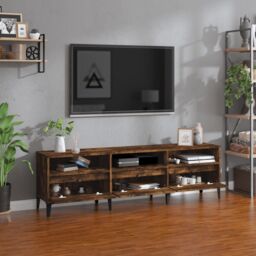 Berkfield Home TV Cabinet Smoked Oak 150x30x44.5 cm Engineered Wood in Brown - thumbnail 3