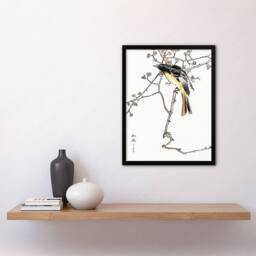 Artery8 Numata Kashu Framed Wall Art Print Siberian Blue Tail Bird Japan - Size: A4 - thumbnail 2
