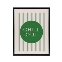 "Artery8 Chill Out Relax Green Circle Stripes Design Black Framed Canvas Art - Size: W12"" x H16""" - thumbnail 1