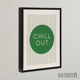 "Artery8 Chill Out Relax Green Circle Stripes Design Black Framed Canvas Art - Size: W12"" x H16""" - thumbnail 2