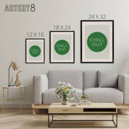 "Artery8 Chill Out Relax Green Circle Stripes Design Black Framed Canvas Art - Size: W12"" x H16""" - thumbnail 4