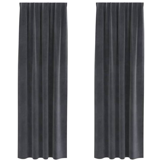 Berkfield Home Blackout Curtains with Top Tape 2 pcs Light Grey Velvet in Dark Grey - image 1