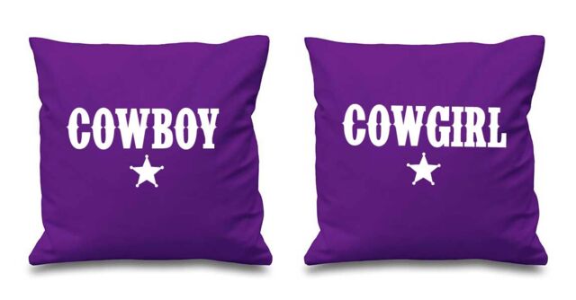 60 SECOND MAKEOVER Cowboy Cowgirl Purple Cushion Covers - Size: 40 cm x 40 cm