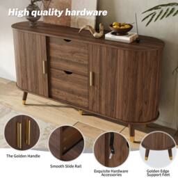 Matteo Walnut 3D Textured Sideboard With Gold Handles - thumbnail 8