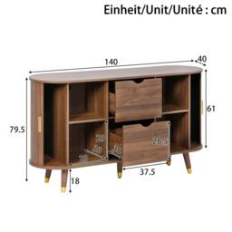 Matteo Walnut 3D Textured Sideboard With Gold Handles - thumbnail 5