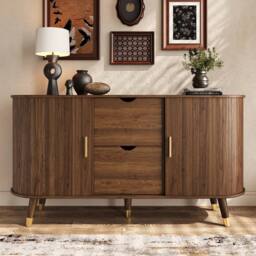 Matteo Walnut 3D Textured Sideboard With Gold Handles - thumbnail 7