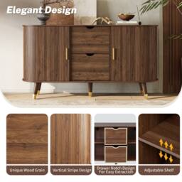 Matteo Walnut 3D Textured Sideboard With Gold Handles - thumbnail 4
