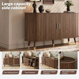 Matteo Walnut 3D Textured Sideboard With Gold Handles - thumbnail 6