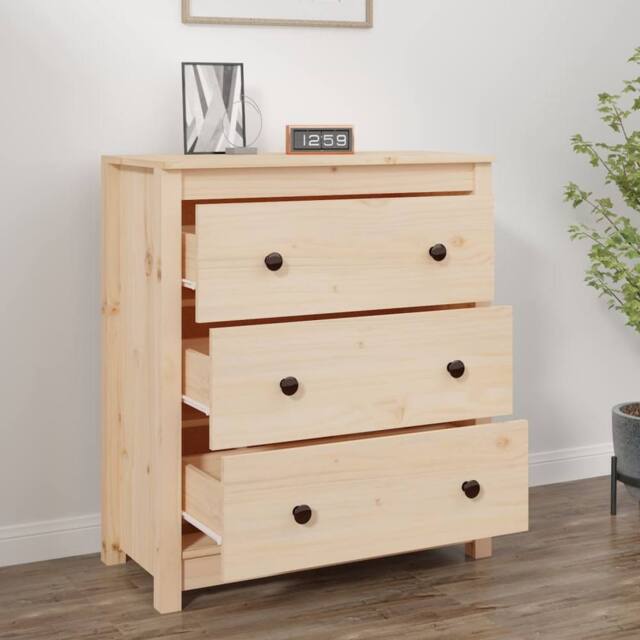 Berkfield Home Sideboard 70x35x80 cm Solid Wood Pine in Light Tan - Size: 70 x 35 x 80 cm - image 1