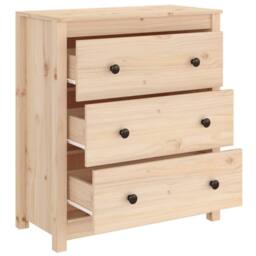 Berkfield Home Sideboard 70x35x80 cm Solid Wood Pine in Light Tan - Size: 70 x 35 x 80 cm - thumbnail 7
