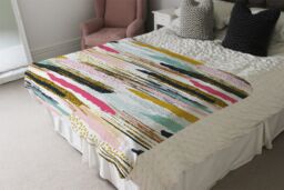 Benjamin Tate Design Coloured Stripes & Spots Blanket in Natural - Size: 120 cm x 150 cm - thumbnail 3