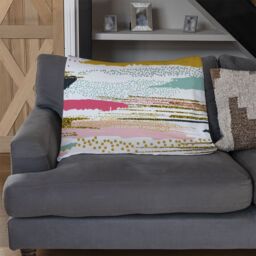Benjamin Tate Design Coloured Stripes & Spots Blanket in Natural - Size: 120 cm x 150 cm - thumbnail 2