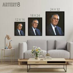 "Artery8 US President Franklin D Roosevelt Framed Canvas Wall Art Print in Blue - Size: W12"" x H16""" - thumbnail 4