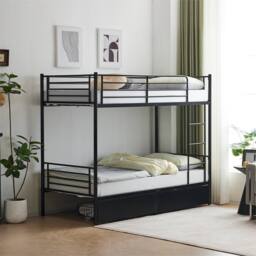 Kelvenix Bunk Bed Frame Single Loft Sleeper Black W/drawers - thumbnail 1