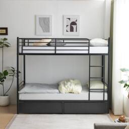 Kelvenix Bunk Bed Frame Single Loft Sleeper Black W/drawers - thumbnail 5