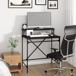 Berkfield Home Desk Black 80x50x90 cm Engineered Wood & Iron - Size: 80 x 50 x 90 cm - thumbnail 3