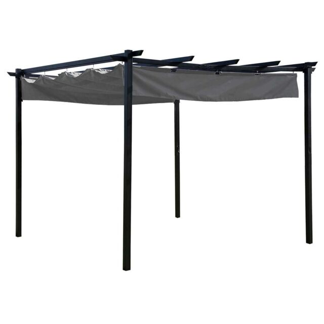 Charles Bentley 3 x 3m Steel Pergola Gazebo Modern for Garden Showerproof - Grey - image 1