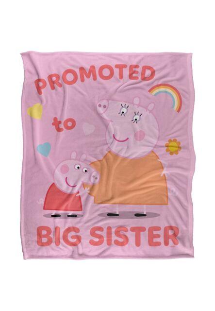 "Hasbro Peppa Pig Promoted To Big Sister Silky Touch Blanket 50"" x 60"" in White" - image 1