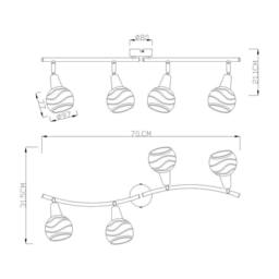 Netlighting Roman Ceiling Spotlight Bar Nickel Matt Glass Shade 4x E14 3000K in Grey - thumbnail 3