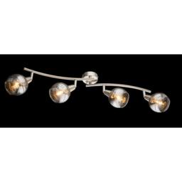 Netlighting Roman Ceiling Spotlight Bar Nickel Matt Glass Shade 4x E14 3000K in Grey - thumbnail 2