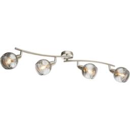 Netlighting Roman Ceiling Spotlight Bar Nickel Matt Glass Shade 4x E14 3000K in Grey