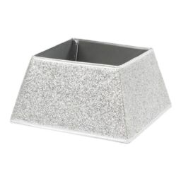 Christmas Village Square Glitter Christmas Tree Skirt - Gold in Silver - Size: 1 Pack