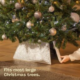 Christmas Village Square Glitter Christmas Tree Skirt - Gold in Silver - Size: 1 Pack - thumbnail 4